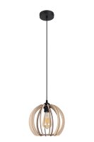 Suspension ronde abat-jour bois métal E27...