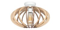 Lampe de plafonnier décorative en bois E27 ronde...