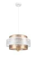 Suspension ronde tissu blanc or &Oslash;40 cm E27...