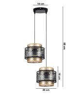 Suspension Tissu Noir Or L:33 cm E27 faible...