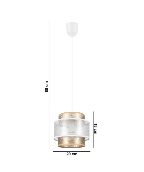 Suspension ronde tissu blanc or Ø20 cm E27 confortable