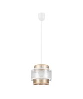 Suspension ronde tissu blanc or &Oslash;20 cm E27...