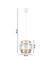 Suspension ronde tissu blanc or Ø20 cm E27...