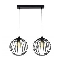 Suspension E27 noir m&eacute;tal 2 flammes L:60 cm