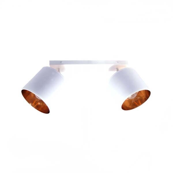 Spot de plafond mobile blanc or E27 2-flmg tissu