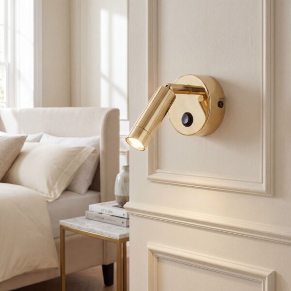 Spot mural à LED avec interrupteur Métal orientable Or