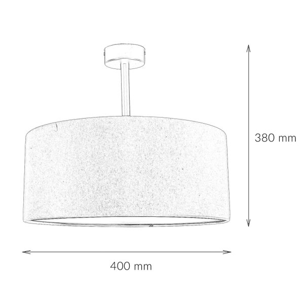 Lampe de plafonnier ronde Abat-jour en tissu pétrole E27 Ø40 cm