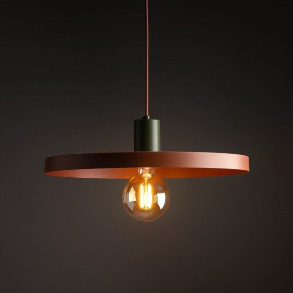 Lampe à suspendre ronde E27 Ø40 cm Vintage brun rouge brique