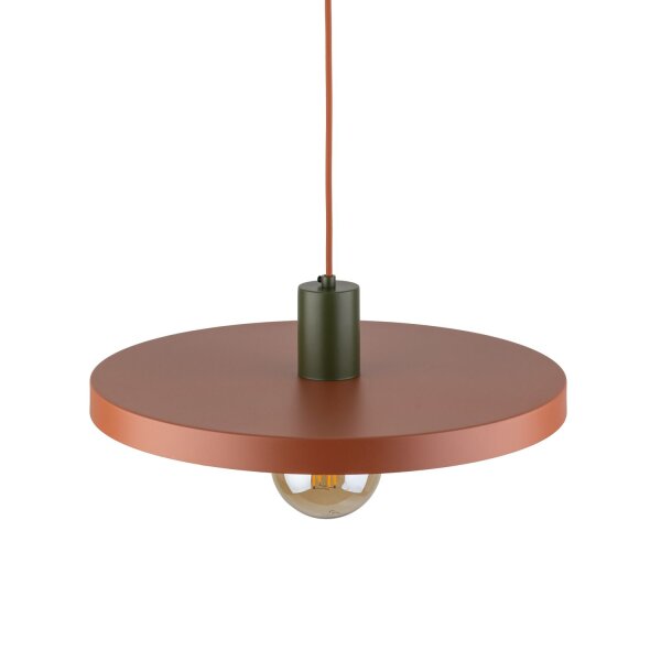 Lampe à suspendre ronde E27 Ø40 cm Vintage brun rouge brique