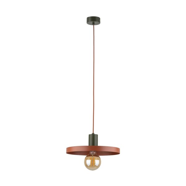 Suspension ronde E27 Ø30 cm brun vintage rouge brique