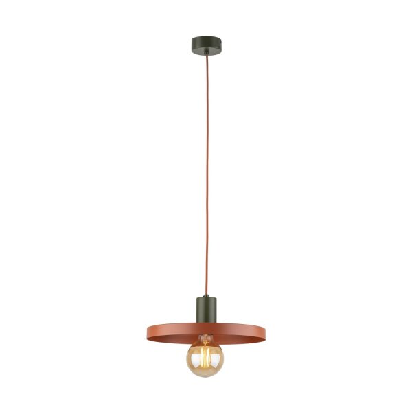 Suspension ronde E27 Ø30 cm brun vintage rouge brique