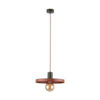 Suspension ronde E27 &Oslash;30 cm brun vintage rouge brique