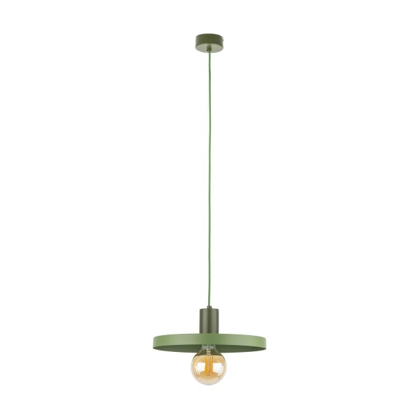 Suspension verte E27 Ø30 cm ronde Vintage métal