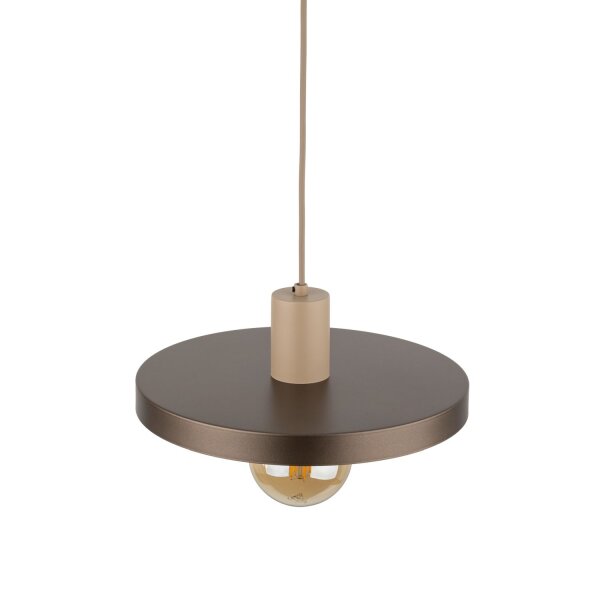 Suspension E27 Ø30 cm ronde Gris sable Marron Vintage