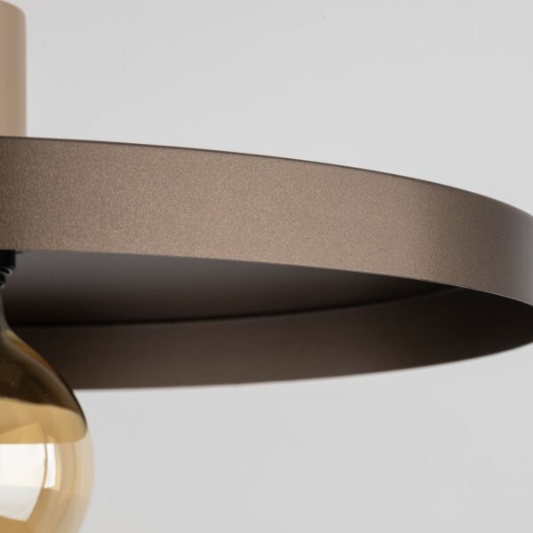 Lampe à suspendre E27 Ø40 cm ronde Gris sable Marron Vintage