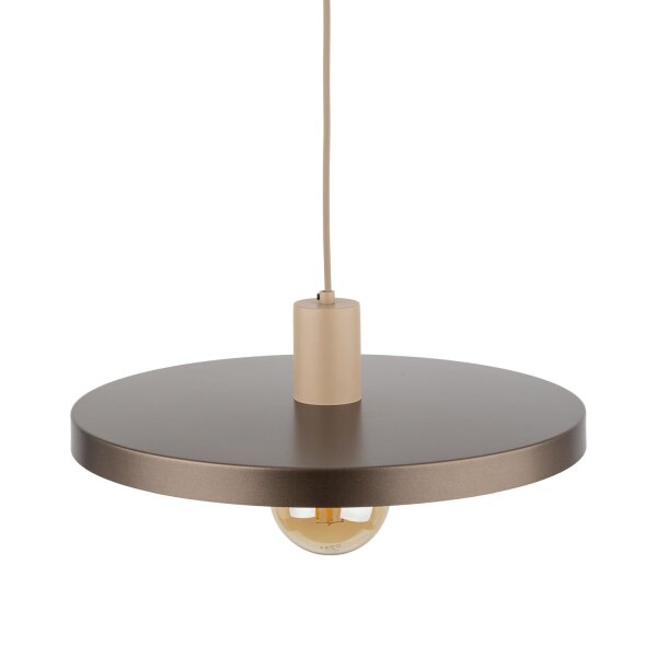 Lampe à suspendre E27 Ø40 cm ronde Gris sable Marron Vintage
