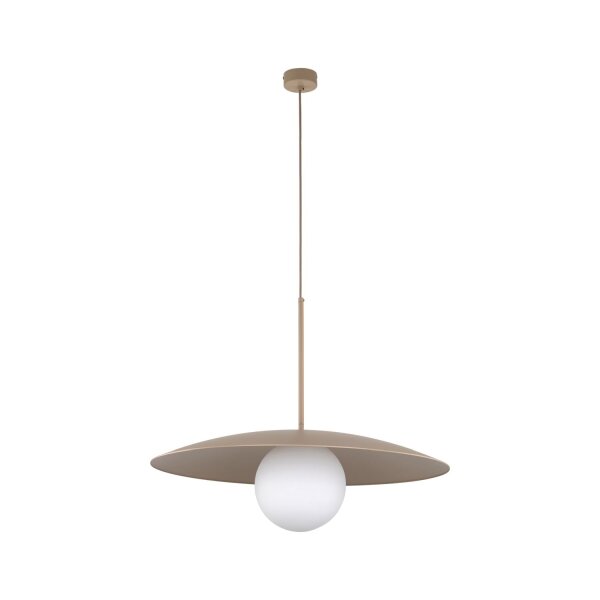 Lampe à suspendre Abat-jour en verre Métal rond Ø65 cm E27 Gris sable