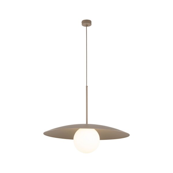 Lampe à suspendre Abat-jour en verre Métal rond Ø65 cm E27 Gris sable
