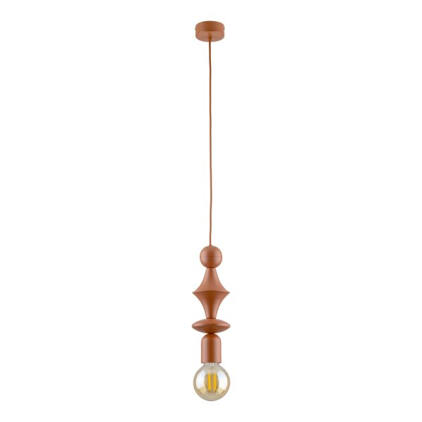 Lampe à suspendre rouge brique métal Ø10 cm E27 minimaliste