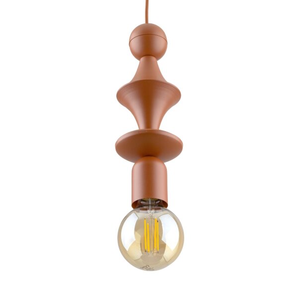 Lampe à suspendre rouge brique métal Ø10 cm E27 minimaliste