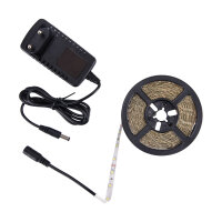 Bande LED fiche secteur 5m 3000 K blanc chaud autocollante