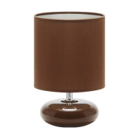 Petite lampe de table céramique tissu E14 20 cm brun