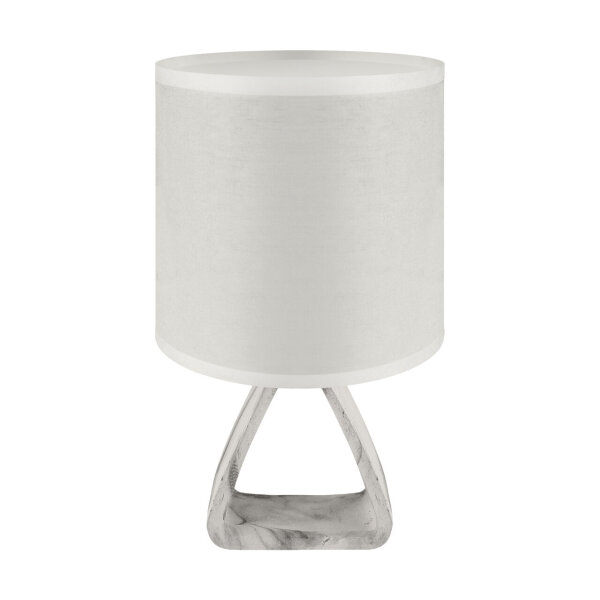 Lampe de table tissu céramique 27 cm de haut gris blanc E14