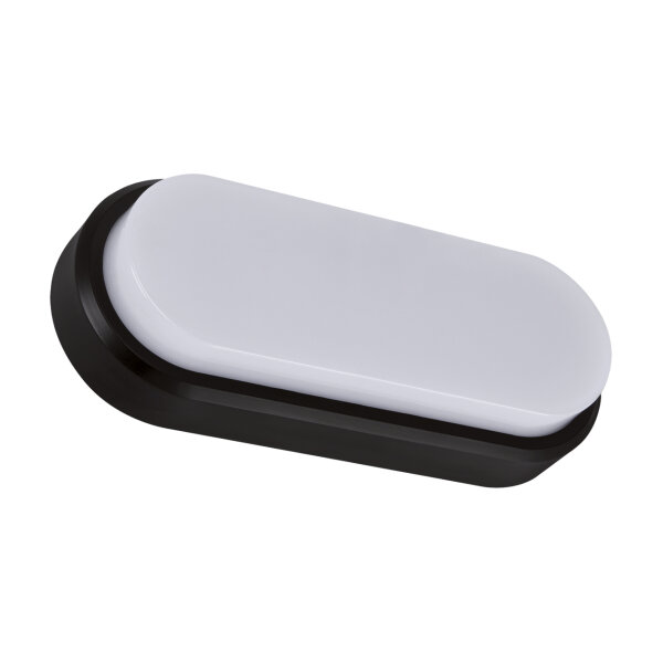 Lampe de plafonnier extérieur LED noir blanc IP65 4100 K ovale