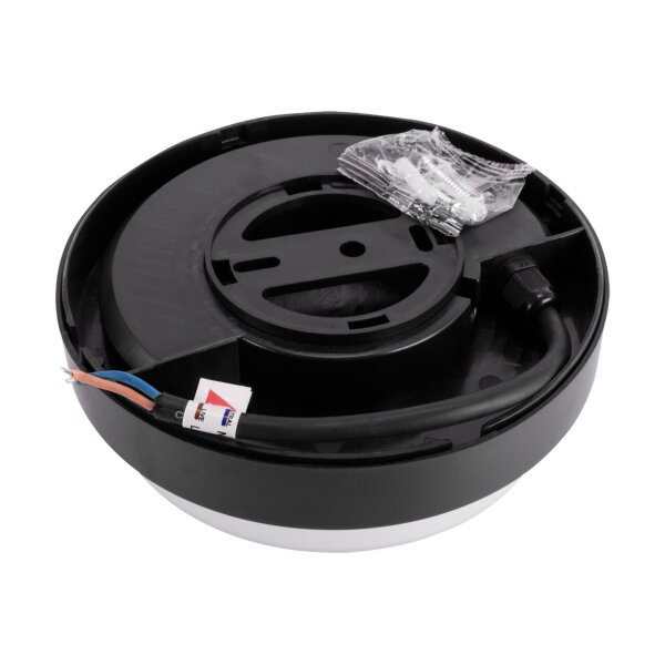 Lampe de plafonnier LED extérieur IP65 L : 17,5 cm noir blanc rond petit