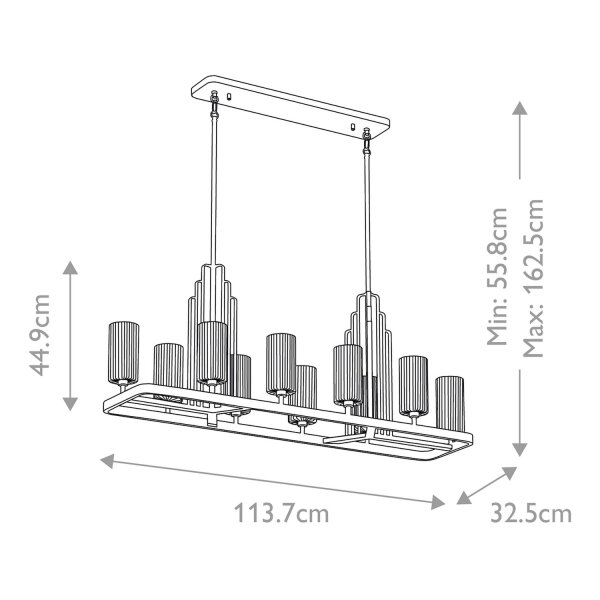 Lampe à suspendre métal verre H : max. 162,5 cm Art déco