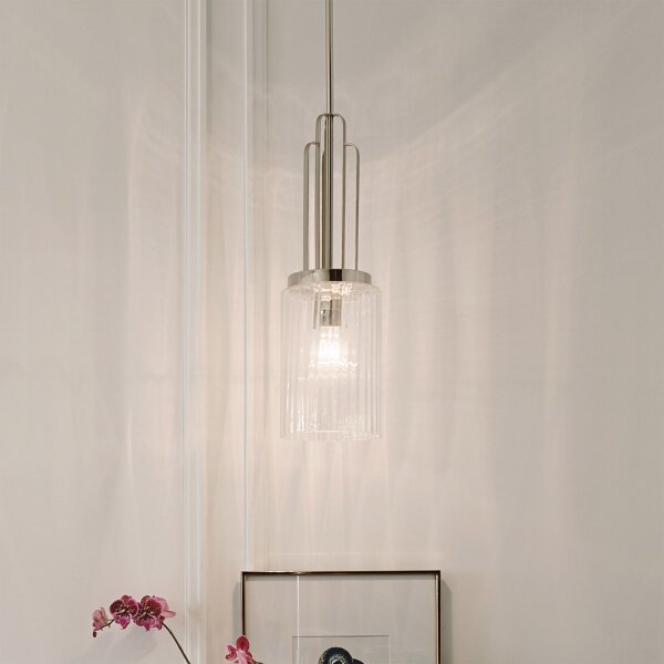 Lampe à suspendre Abat-jour en verre Ø 17,8 cm H : max. 176,5 cm Art déco