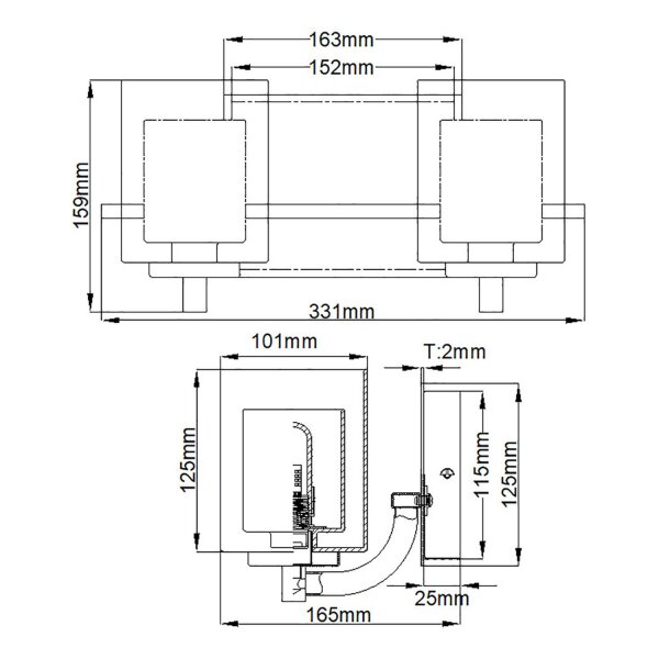 Lampe de salle de bain murale 33,1 cm de large IP44 G9 LED 3000 K
