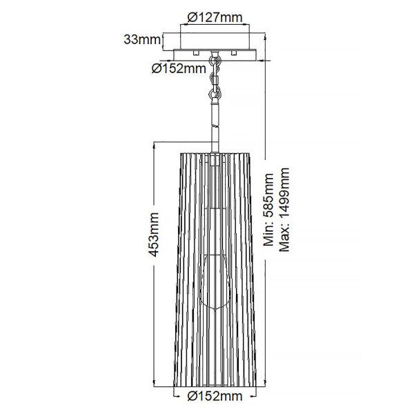 Lampe à suspendre étroite Ø 15,2 cm H : max. 149,9 cm Métal