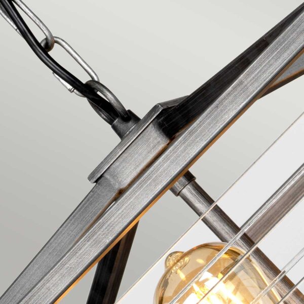 Suspension carrée métal verre E27 L : 49,3 cm Gris Gunmetal