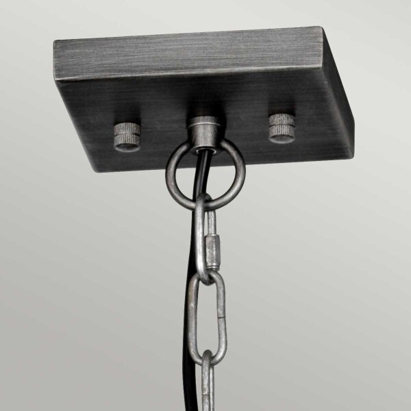 Suspension carrée métal verre E27 L : 49,3 cm Gris Gunmetal