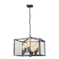 Suspension carrée métal verre E27 L : 49,3...