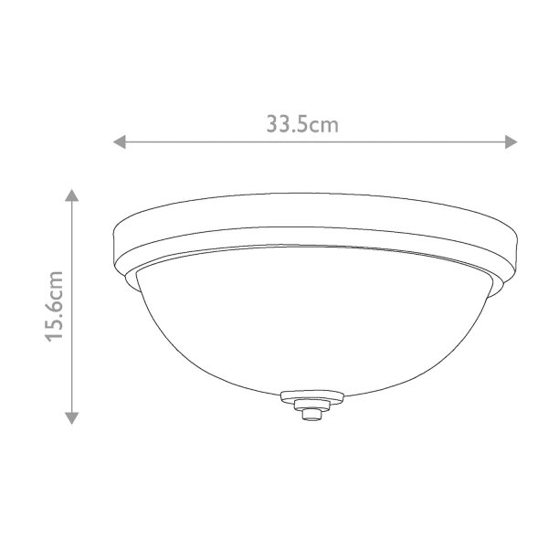Plafonnier salle de bain rond Ø 33,5 cm IP44 laiton blanc 2x E27