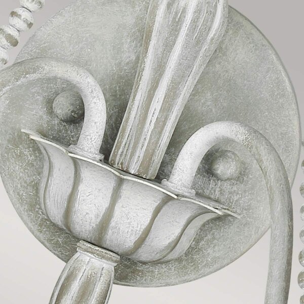 Applique murale shabby métal perles en bois H : 53,3 cm gris antique