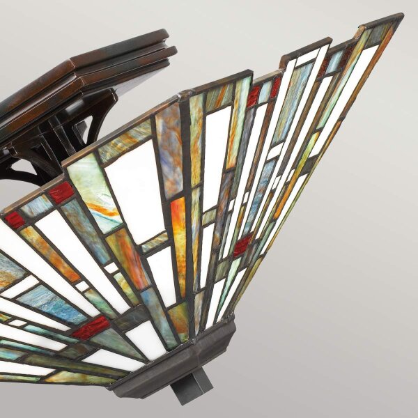 Plafonnier en métal verre 36,7 cm de large style Tiffany 2x E27