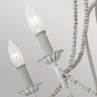 Lustre métal perles en bois 71,1 cm de large...