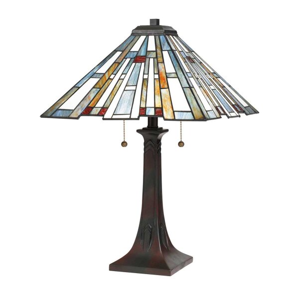 Lampe de table interrupteur à tirette 62,9 cm de haut style Tiffany 2x E27