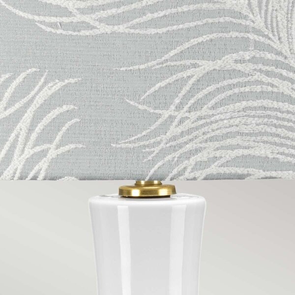 Lampe de chevet tissu céramique E27 69 cm rétro blanc gris
