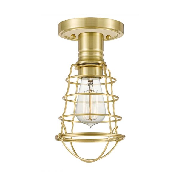 Lampe de plafonnier E27 métal Ø 14,5 cm rond en laiton