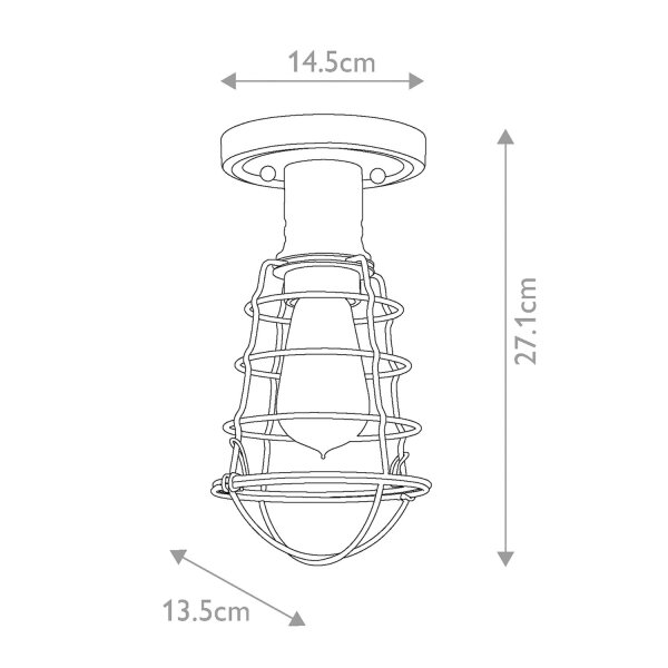 Lampe de plafonnier E27 métal Ø 14,5 cm rond en laiton
