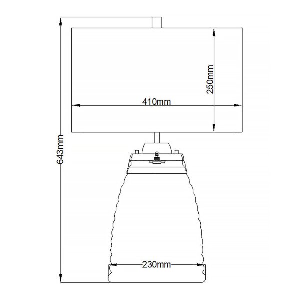 Lampe de table tissu verre 64,3 cm pied éclairé avec LED GU10