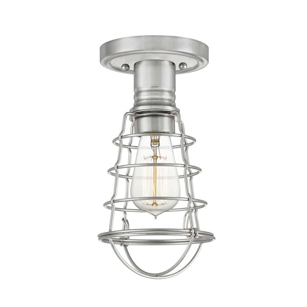 Plafonnier en métal Ø 14,5 cm petit nickel brossé
