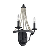 Applique murale Rustique 49,8 cm de haut 2 flammes zinc...