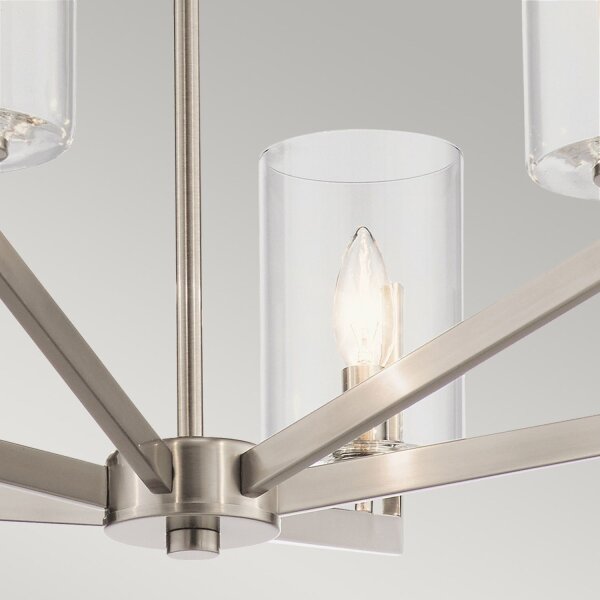Lustre métal verre E14 H : max. 123,7 cm réglable
