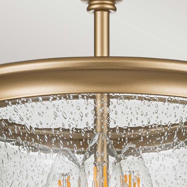 Lampe de plafonnier Abat-jour en verre D : 25,4 cm en laiton réglable en hauteur