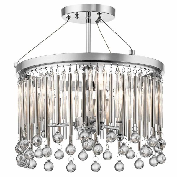 Lampe de plafonnier cristal métal D : 38,1 cm Chrome 3x E14 rond